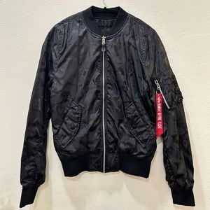 ALPHA INDUSTRIES L-2B SCOUT L.O. CAMO GEN II BOMBER JACKET WOMEN XS BLACK